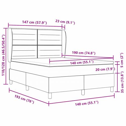 Okvir za krevet s madracem svijetlosiv 140x190 cm tkanina Cijena