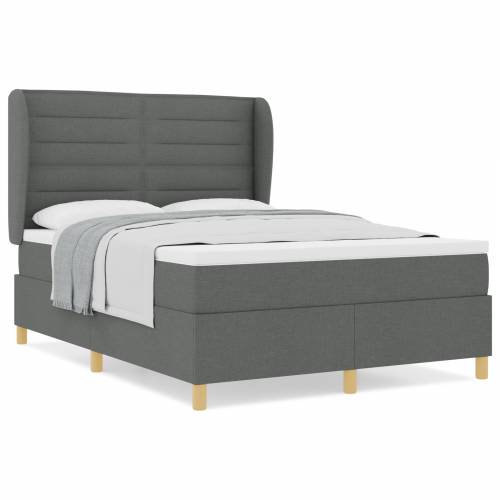 Box Spring Krevet s Madracem Tamno Siva 140x200 cm Tkanina Cijena