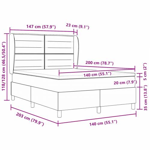 Box Spring Krevet s Madracem Tamno Siva 140x200 cm Tkanina Cijena