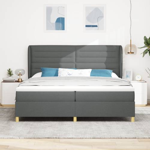 Boks spring krevet s madracem tamnosiv 200x200 cm tkanina Cijena