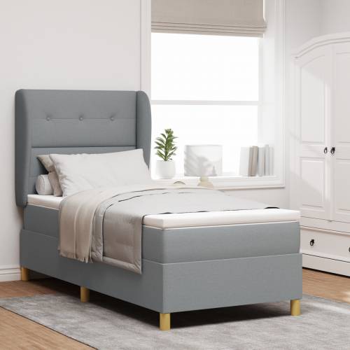 Box Spring Krevet s Madracem Svjetlosiva 90x190 cm Tkanina Cijena