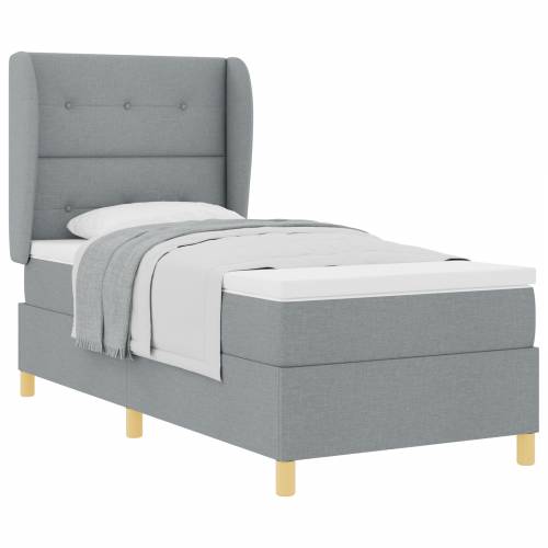Box Spring Krevet s Madracem Svjetlosiva 90x190 cm Tkanina Cijena