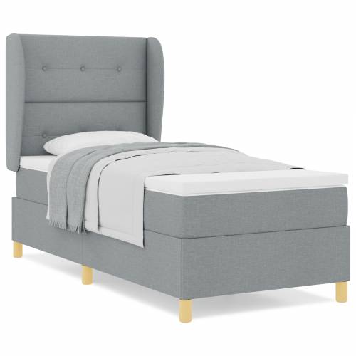 Box Spring Krevet s Madracem Svjetlosiva 90x190 cm Tkanina Cijena