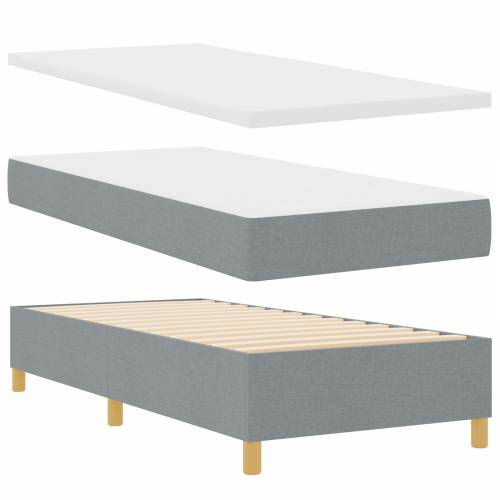 Box Spring Krevet s Madracem Svjetlosiva 90x190 cm Tkanina Cijena