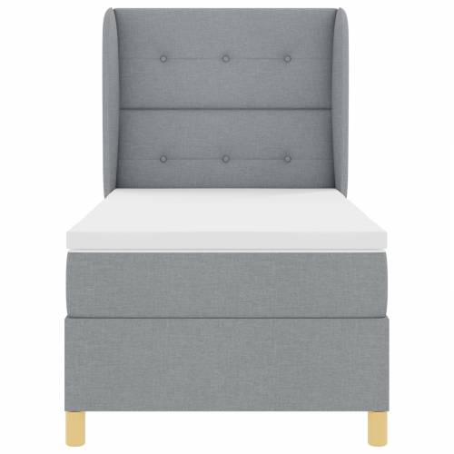 Box Spring Krevet s Madracem Svjetlosiva 90x190 cm Tkanina Cijena
