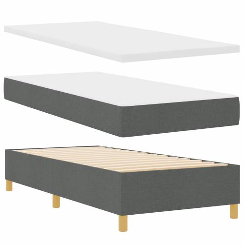 Uzglavljeni krevet s madracem tamno sivi 90x200 cm tkanina Cijena