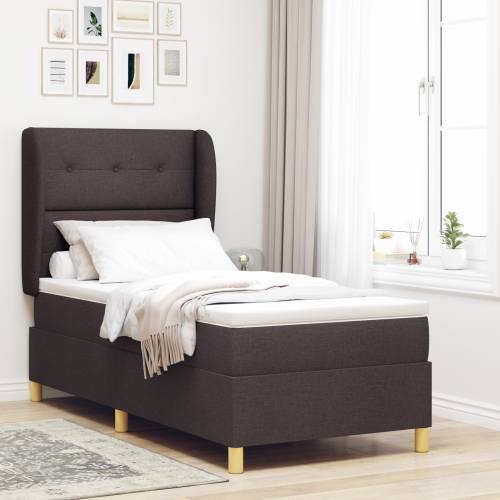 Box Spring Krevet s Madracem Tamno Smeđa 90x200 cm Tkanina Cijena