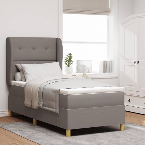 Krevet s uzdignutim podestom s madracem Taupe 100x200 cm Tkanina Cijena