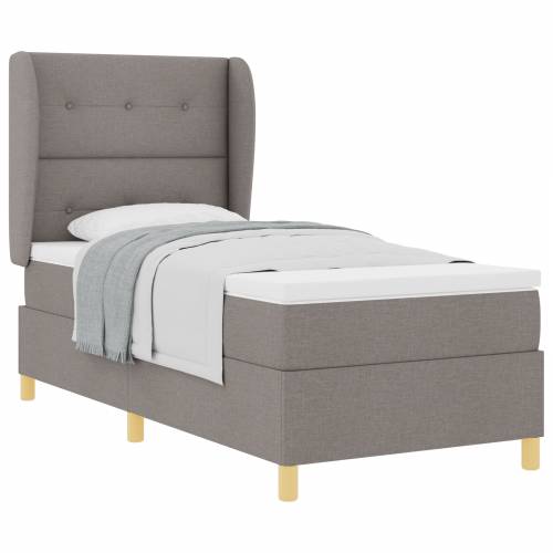 Krevet s uzdignutim podestom s madracem Taupe 100x200 cm Tkanina Cijena