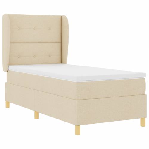 Box Spring Krevet s Madracem - Krem, 100x200 cm, Tkanina Cijena