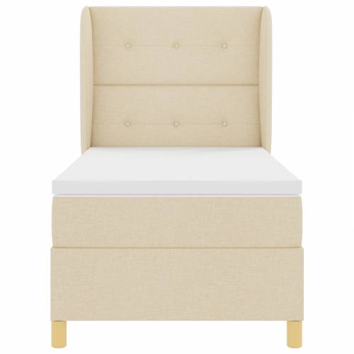 Box Spring Krevet s Madracem - Krem, 100x200 cm, Tkanina Cijena