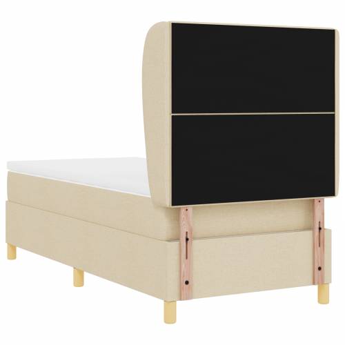 Box Spring Krevet s Madracem - Krem, 100x200 cm, Tkanina Cijena