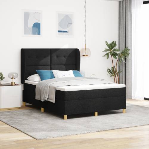 Box Spring Krevet s Madracem Crn 140x200 cm Tkanina Cijena