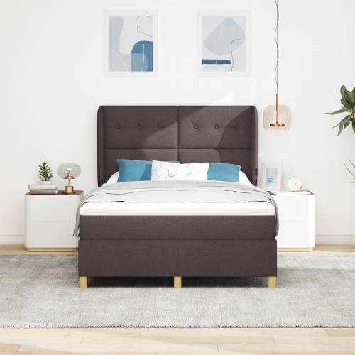 Box Spring Krevet s Madracem u Tamno Smeđoj, 160x200 cm Tkanina Cijena