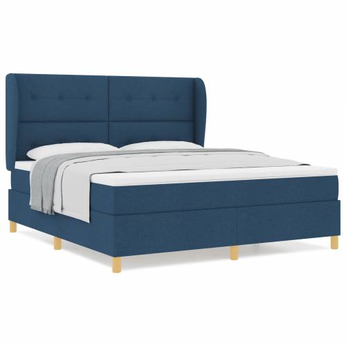 Plavi Box Spring Krevet s Madracem 180x200 cm Tkanina Cijena
