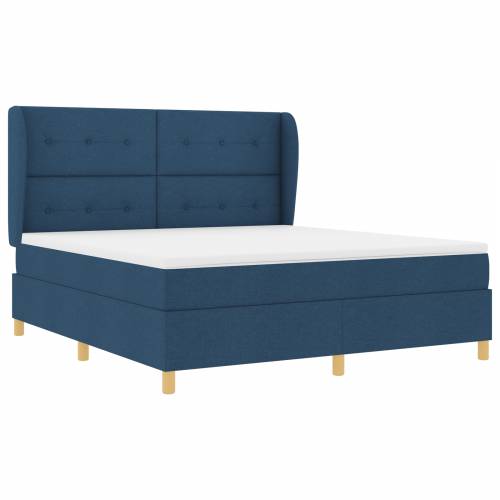 Plavi Box Spring Krevet s Madracem 180x200 cm Tkanina Cijena