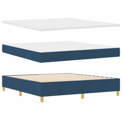 Plavi Box Spring Krevet s Madracem 180x200 cm Tkanina Cijena