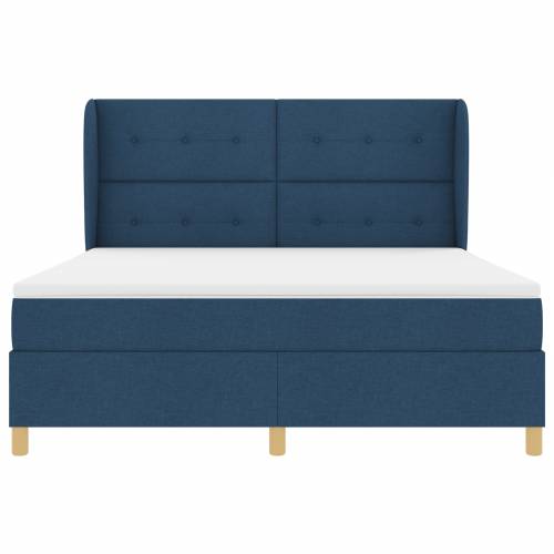 Plavi Box Spring Krevet s Madracem 180x200 cm Tkanina Cijena