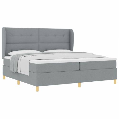Box spring krevet s madracem u svijetlo sivoj boji, 200x200 cm, tkanina Cijena