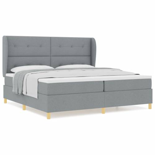 Box spring krevet s madracem u svijetlo sivoj boji, 200x200 cm, tkanina Cijena