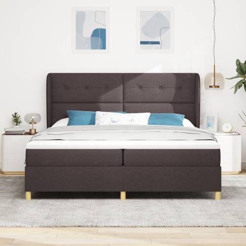 Box Spring Krevet s Madracem - Tamnosmeđi, 200x200 cm, Tkani Cijena