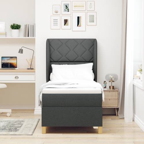 Box Spring Krevet s Madracem Tamno Siva 80x200 cm Tkanina Cijena