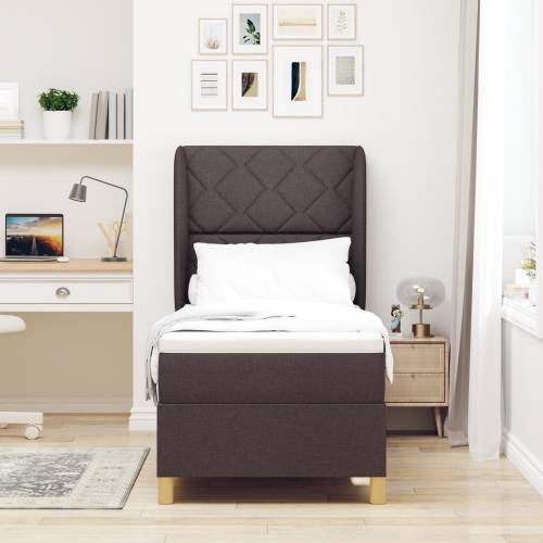 Box Spring Krevet s Madracem Tamnosmeđi 80x200 cm Tkanina Cijena