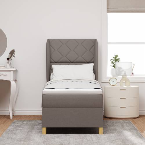 Box Springski Krevet s Madracem Taupe 80x200 cm Tkanina Cijena
