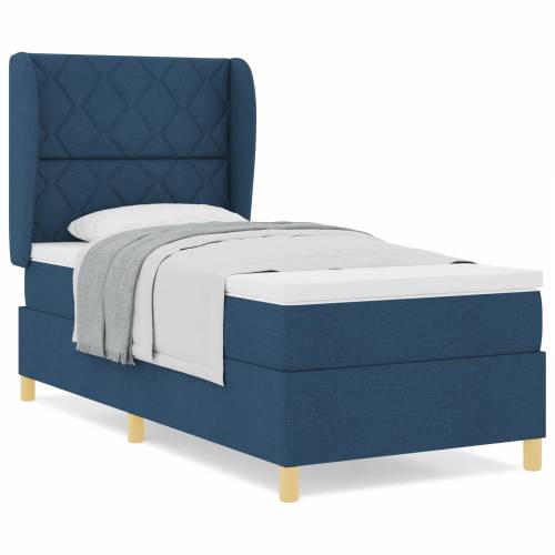 Box Spring Krevet s Madracem - Plava - 90x190 cm - Tkanina Cijena