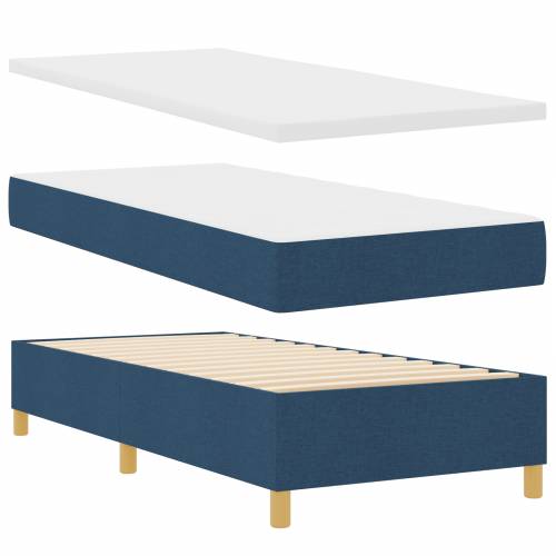 Box Spring Krevet s Madracem - Plava - 90x190 cm - Tkanina Cijena