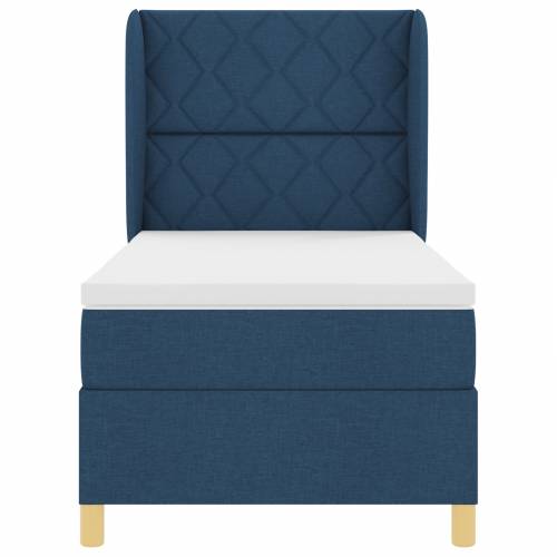 Box Spring Krevet s Madracem - Plava - 90x190 cm - Tkanina Cijena