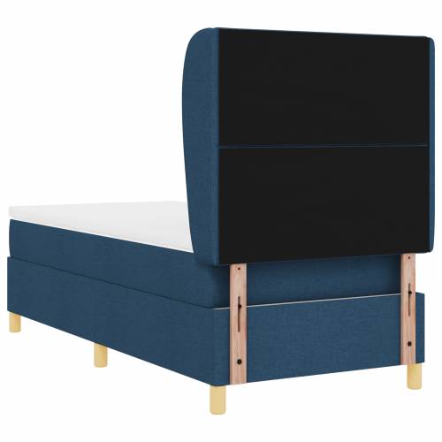 Box Spring Krevet s Madracem - Plava - 90x190 cm - Tkanina Cijena
