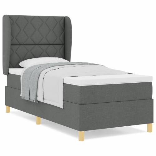 Box Spring krevet s madracem tamno sivi 90x200 cm Tkanina Cijena