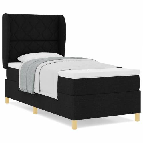 Box Spring Krevet s Madracem Crni 90x200 cm Tkanina Cijena