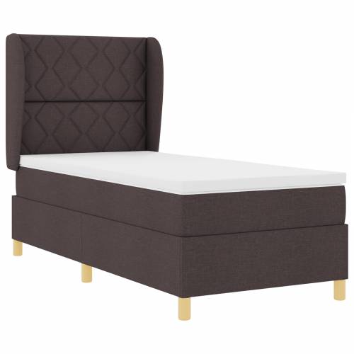 Box Spring Krevet s Madracem - Tamnosmeđi, 90x200 cm, Tkanina Cijena