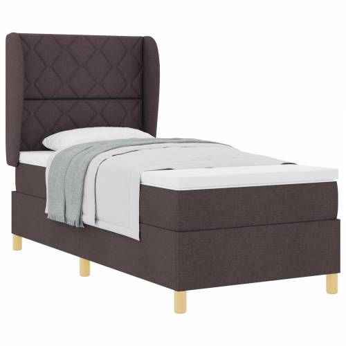 Box Spring Krevet s Madracem - Tamnosmeđi, 90x200 cm, Tkanina Cijena