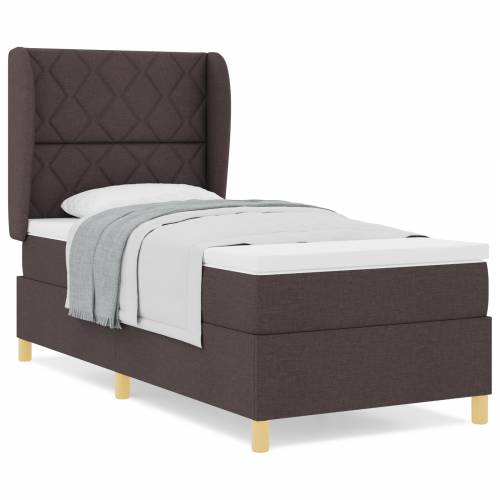 Box Spring Krevet s Madracem - Tamnosmeđi, 90x200 cm, Tkanina Cijena