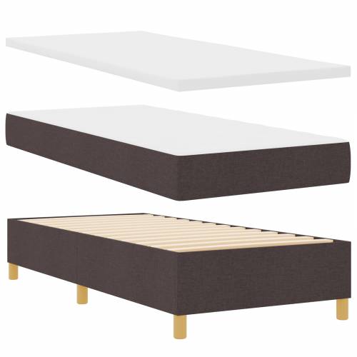 Box Spring Krevet s Madracem - Tamnosmeđi, 90x200 cm, Tkanina Cijena