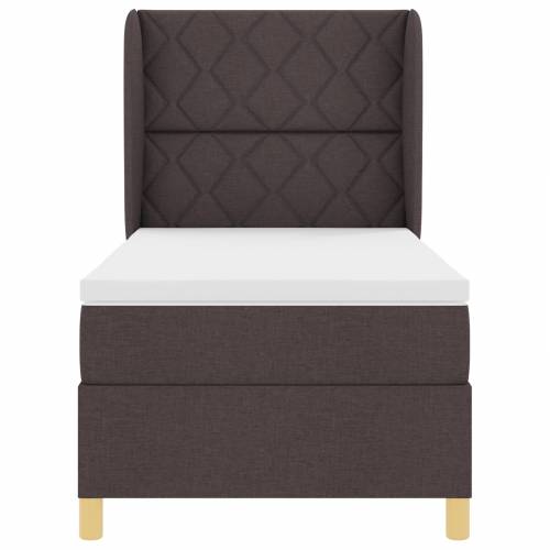 Box Spring Krevet s Madracem - Tamnosmeđi, 90x200 cm, Tkanina Cijena