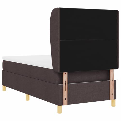 Box Spring Krevet s Madracem - Tamnosmeđi, 90x200 cm, Tkanina Cijena