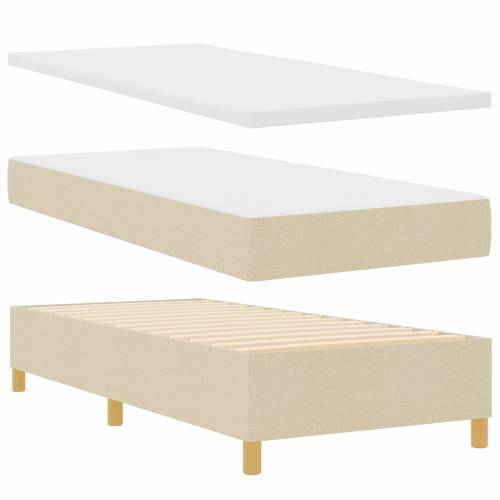 Krevet na podlozi s madracem Krem 90x200 cm Tkanina Cijena