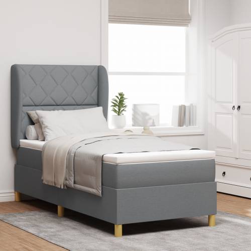 Box Spring Krevet s Madracem Svjetlosiva 100x200 cm Tkanina Cijena