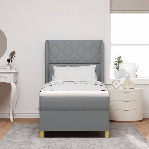 Box Spring Krevet s Madracem Svjetlosiva 100x200 cm Tkanina Cijena
