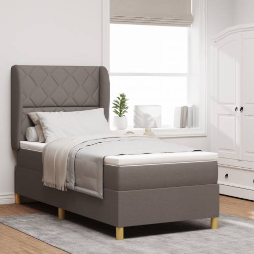 Box Spring Krevet s Madracem Taupe 100x200 cm Tkanina Cijena