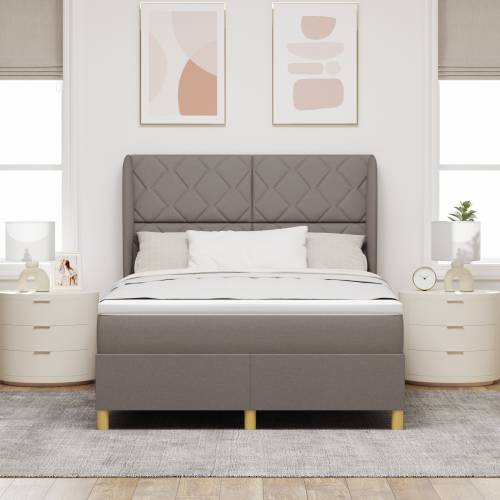 Box Spring Krevet s Madracem Taupe 140x190 cm Tkanina Cijena