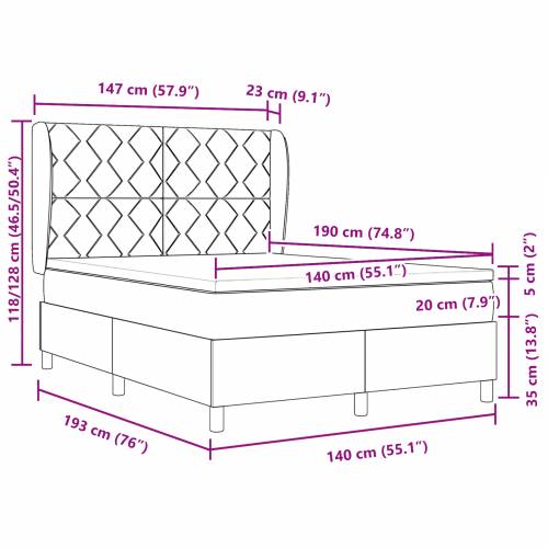 Box Spring Krevet s Madracem Taupe 140x190 cm Tkanina Cijena