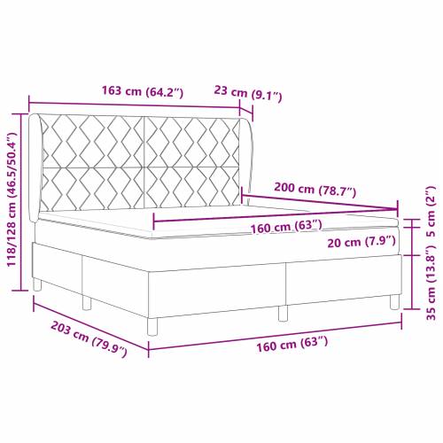 Krevet s kutijom i madracem Tamnosiva 160x200 cm Tkanina Cijena