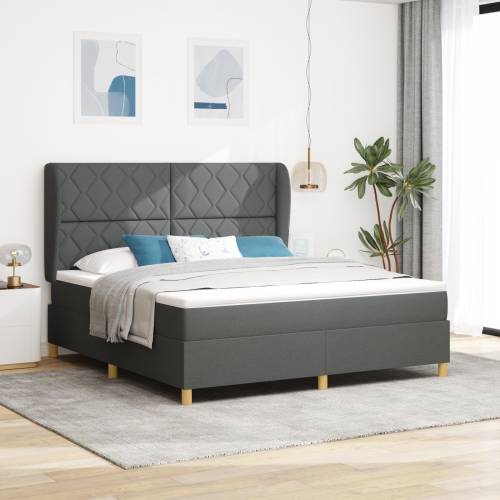Box Spring Krevet s Madracem - Tamno Sivi, 180x200 cm, Tkanina Cijena