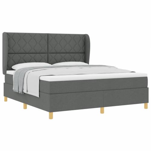 Box Spring Krevet s Madracem - Tamno Sivi, 180x200 cm, Tkanina Cijena