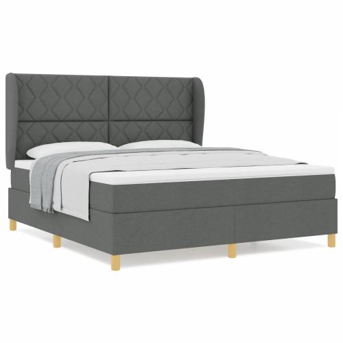 Box Spring Krevet s Madracem - Tamno Sivi, 180x200 cm, Tkanina Cijena